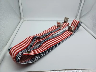 Welch Men's USA Patriotic Trucker Logging Suspenders Made USA Clip-On Adjustable - Image 1 of 3