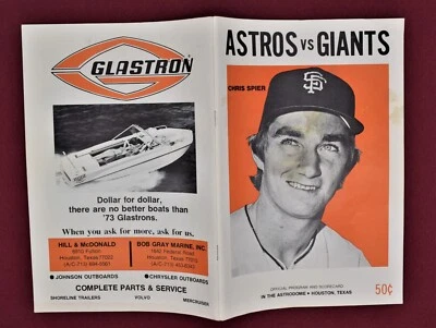 Vintage 1973 MLB Houston Astros program...Astrodome...Chris Spier - Image 1 of 4