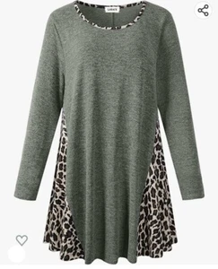 Larace Green & Leopard Print Shirt, Women's Sz. L - NWT "C" - Picture 1 of 4