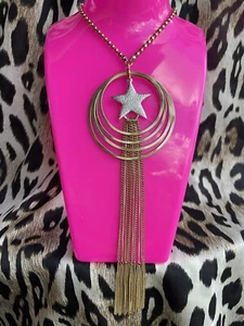 Betsey Johnson Vintage Fashion Fever Disco Gold Ring Silver Star Y Necklace - Bild 1 von 7