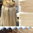Tape In Remy Skin Weft 100% 9A Human Hair Extensions THICK Full Head 150G Blonde