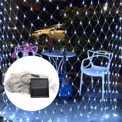 1.5Mx1.5M 96LED Solar Powered Outdoor Christmas Net Mesh Curtain String Lights - Image 1 of 4