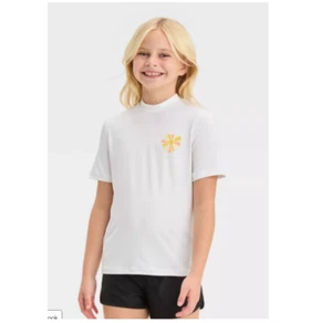 Girls' Short Sleeve Sun Printed Rash Guard Top - Cat & Jack XL 14 Plus - Picture 1 of 1