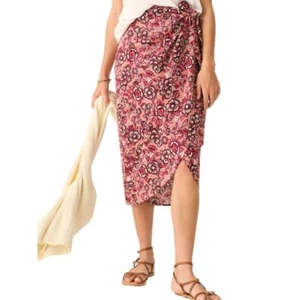 Faherty Pacifica Floral Linen Wrap Skirt | Sz L,  Rose Desert Bloom NWT $138 - Picture 1 of 7