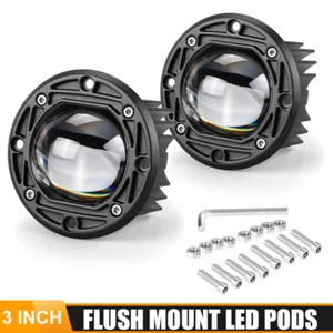 2x 3" LED Work Light Bar Flush Mount Yellow White Spot Fog Offroad Driving 4WD - Picture 1 of 11
