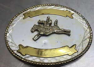 VTG Classic Western Bronc Rider Belt Buckle German Silver SEE PICS - Picture 1 of 6