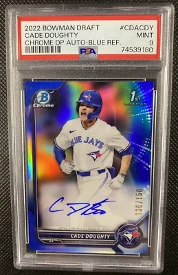 2022 Bowman Chrome Draft Cade Doughty Blue Refractor 1st Auto /150 CDA-CDY PSA 9 - Image 1 of 2