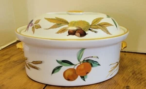 Cazuela cubierta ovalada de oro Royal Worcester Evesham INGLANDIA usada - Imagen 1 de 6