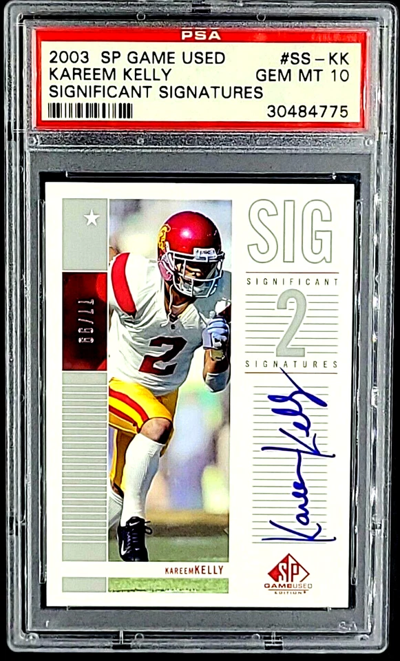 2003 UD SP Game Used Significant #SS-KK Kareem Kelly /99 RC Rookie PSA 10 POP 2 - Image 1 of 4