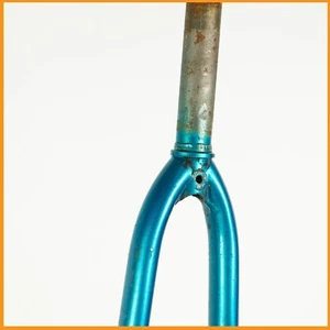 VINTAGE STEEL FORK 90S 1" ROAD BIKE 700C 28" UNICROWN THREADED BLUE OLD BICYCLE - Picture 1 of 8