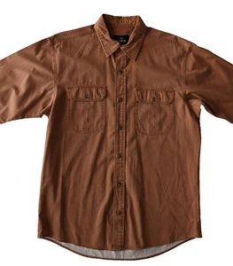 RED HEAD Button Front Shirt S/S Made in INDIA Rust Color Men's Size Medium - Picture 1 of 4