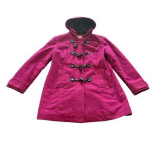 L.L. Bean Duffle Toggle Coat Womens Small Petite Jacket Wool Pink Hooded - Picture 1 of 15
