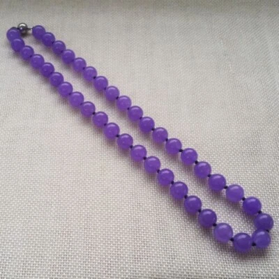 Collana unisex autentica ametista con GARANZIA pietre dure naturali 8 mm NUOVA - Immagine 1 di 2