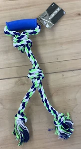 Mossy Oak Outfitters Pet Rope Toy 18" 4 Knots 1 Handle Blue/White/Green - Picture 1 of 3