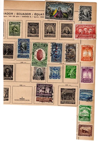 Stamp Collection- Ecuador on album page remnants (C557) Cover