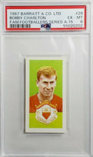 1967 Barratt & Co Famous Footballers #28 Bobby Charlton Card PSA 6 POP 1 England