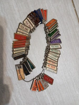 Lot Of 44 Illinois DAV License Plate Keychain 1951 - 1972 & 1 1949 Indiana  - Image 1 of 4