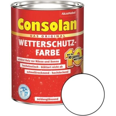 Consolan Wetterschutz-Farbe Weiß 750 ml Holzfarbe Deckfarbe - Bild 1 von 4
