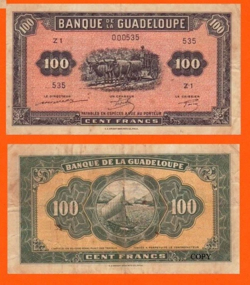 Guadeloupe 100 Francs  1942 - Copy  - Image 1 of 1