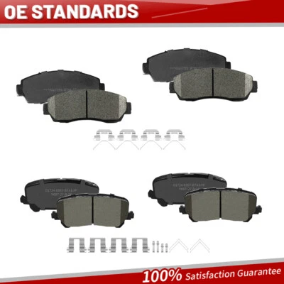 Kit de pastillas de freno delanteras traseras de cerámica para Honda Passport 2019 2020-2024 con hardware Foto 1 de 4