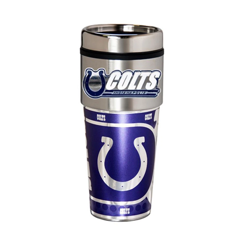Indianapolis Colts 16oz Stainless Steel NFL Travel Mug with Embossed Logo - Image 1 of 1