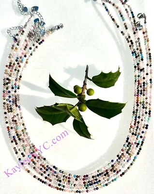 Wholesale Lot 6 Pcs 2mm Natural Mix Crystals Necklaces Healing Energy - Image 1 of 4