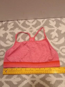 Athleta Girl Sports Bra Size L/14 Pink T Back Strap Nylon Polyester Spandex - Picture 1 of 5