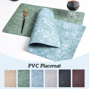 PVC Leather Table Mat Pad Placemats Coaster Non-slip Pad Dishes Dining Table Mat - Picture 1 of 17