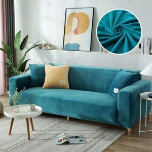 1/2/3/4 Seat Velvet Fabric Sofa Cover Elastic Couch Cover Sectional Slipcovers - Picture 1 of 42