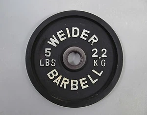 Vintage Weider Barbell Dumbbell Weight Plate 5 lbs 2.2 kg Standard 1" Hole - Picture 1 of 3