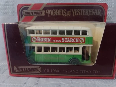 MATCHBOX MODELS OF YESTERYEAR 1930 LEYLAND TITAN TD1 Y-5 , SOUTHDOWN  - Image 1 of 2