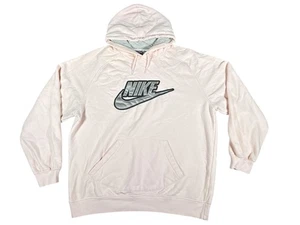 Nike Mens XL Light Pink Pullover Hoodie Sweatshirt Fleece Casual Spellout Logo - Picture 1 of 9