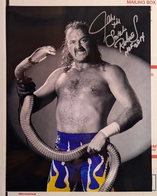 Impresión fotográfica metálica firmada autografiada por Jake The Snake Roberts 11X14 WWE AEW Foto 1 de 2