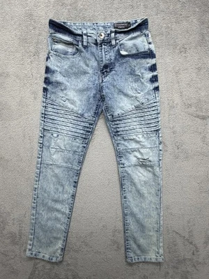 Pantalones de mezclilla ajustados Southpole Jeans para niños 12 lavados ligeros motociclista elásticos desgastados Foto 1 de 4