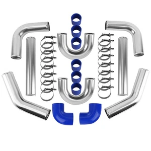 Nuevo kit de tubería intercooler de aluminio hágalo usted mismo de 3"" 76 mm con manguera y abrazaderas de silicona - Imagen 1 de 11