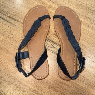 Sandalias Rampage Mujer Azul Marino Correa Trenzada Talla 9 Planas Informales Verano Zapatos Boho Foto 1 de 4