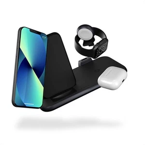 ZENS Alum. 4 in 1 Stand Wireless Charger Black Stand + Second Charging Surface W - Zdjęcie 1 z 7