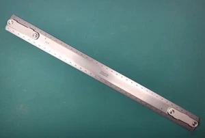 Vintage Vemco 9S6 18" Aluminum Drafting Ruler 1/4" & 1/8" Scales w/ Brackets - Picture 1 of 5