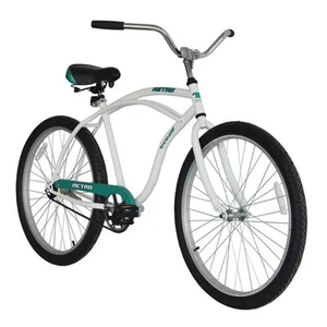 Men's Retro Beach Cruiser Bike 26" Perfect Fit Frame, Single Speed, White - Picture 1 of 4