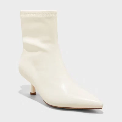 Women's Lonnie Kitten Heel Stretch Ankle Boots - A New Day White - Image 1 of 2