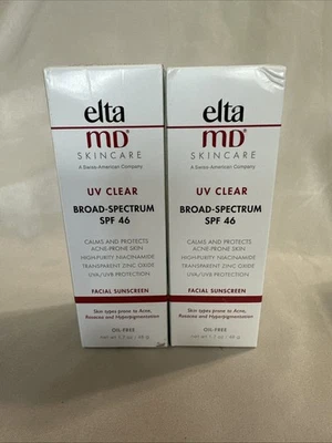 Protetor solar facial Elta MD UV transparente amplo espectro FPS 46 2 x 1,7 oz - LEIA! - Imagem 1 de 3