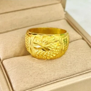 Dragon Ring Size 8 Gold Plated Men Women Jewelry Naga Thai Amulet - Picture 1 of 3