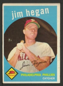 1959 Topps #372 Jim Hegan Philadelphia Phillies g-vg back damage - Picture 1 of 2