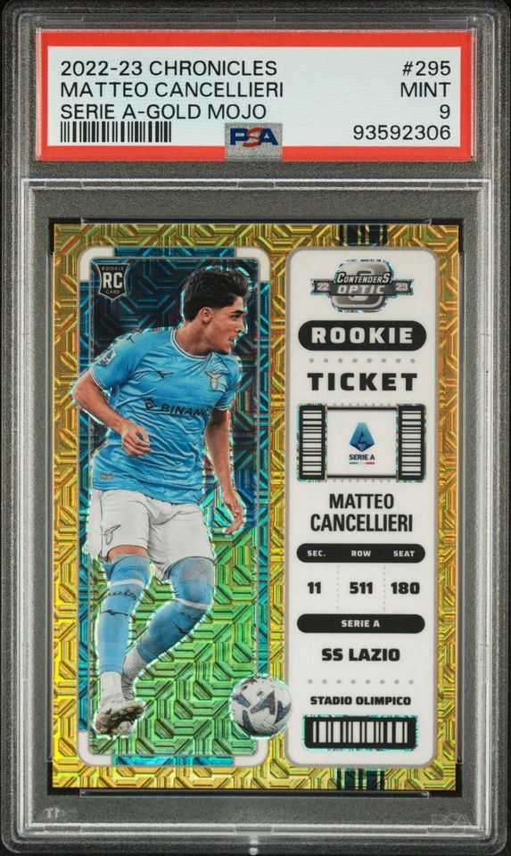 2022 Panini Chronicles Matteo Cancellieri Rookie Ticket Gold Mojo /10 PSA 9 - Image 1 of 3