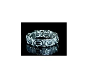 Viale Argento Rhodium Plated Sterling Silver Byzantine Chain Ring Designer Ring - Picture 1 of 6