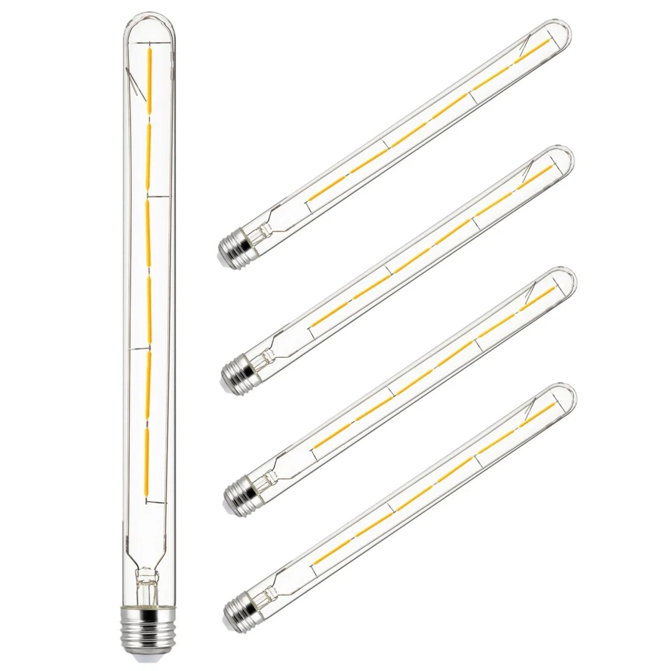 5Pack T8 LED Tubular Light Bulb, Long Edison Vintage, 5W(40W), 2700K, E26, 450LM - Image 1 of 1
