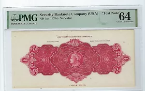 (ca.1920s) Security Banknote Com. Test Note PMG 64 May be the only one known - Picture 1 of 2