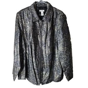 Kim Rogers Metallic Animal Print Zip up Jacket 22W MSRP $68 - Picture 1 of 7