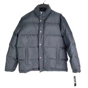 Guess Mens Large Down Filled Quilted Puffer Jacket Black Full Zip Snap NWT $195 - Picture 1 of 11