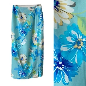 Vintage Skirt Silk Blend Midi Faux Wrap Floral Lined Summer Sz 8 - Picture 1 of 8